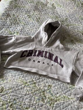 Criminal Damage Cropped Hoodie
